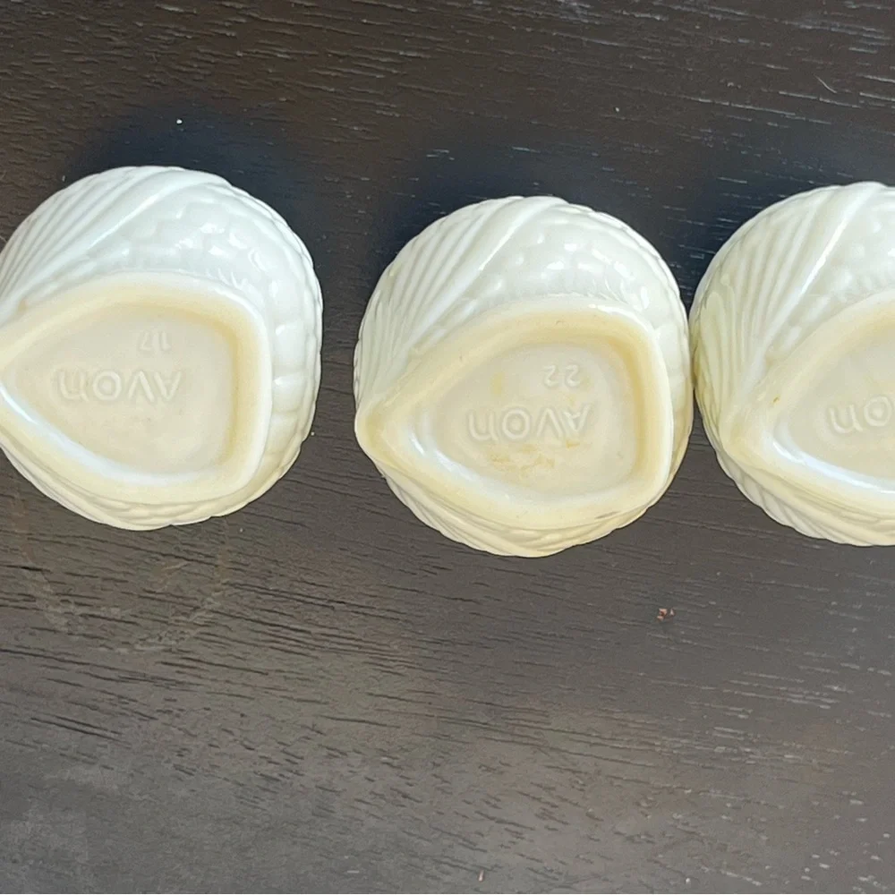 Trio of Cream Owl Jar Figurines with Gold Accents